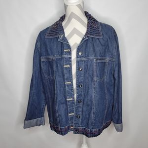 Westbound Denim Jacket with Beading Some Beads coming off Cotton Size Large